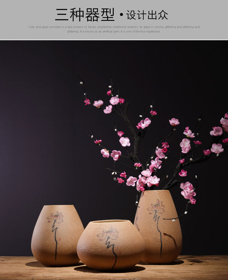 Jingdezhen ceramic arts and crafts Chinese dried flower vase furnishing articles zen Japanese tea house sitting room home decoration decoration