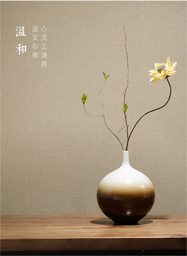 New Chinese style table place indoor sitting room adornment art pottery vase flower arranging dried flowers contracted creative decoration