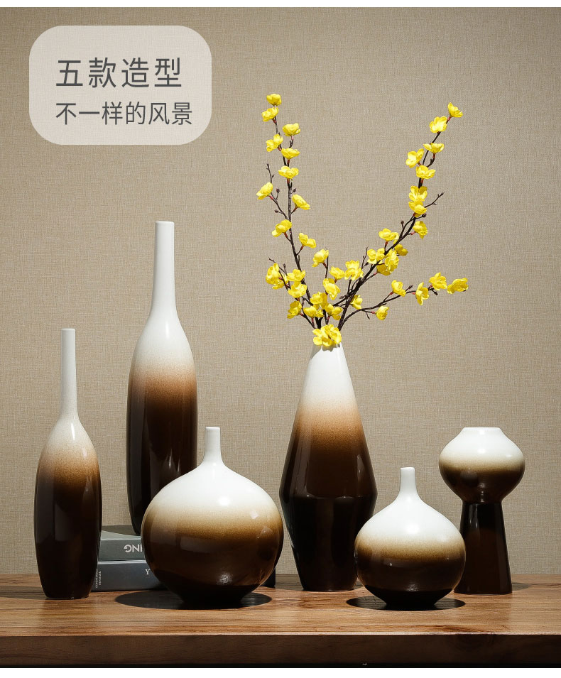 New Chinese style table place indoor sitting room adornment art pottery vase flower arranging dried flowers contracted creative decoration