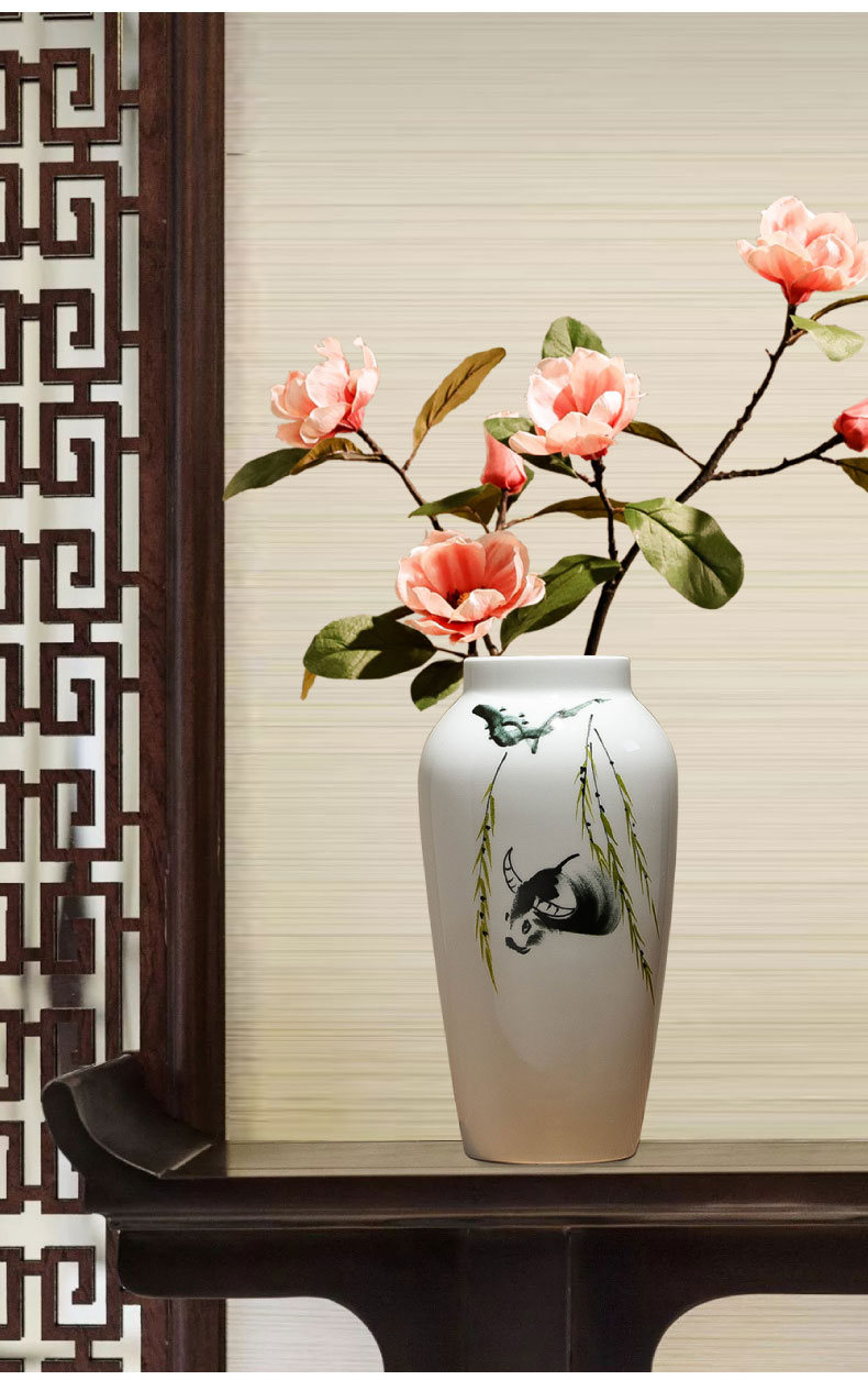 New Chinese style manual ceramic vase furnishing articles home sitting room art adornment flower arranging dried flowers contracted creative decoration