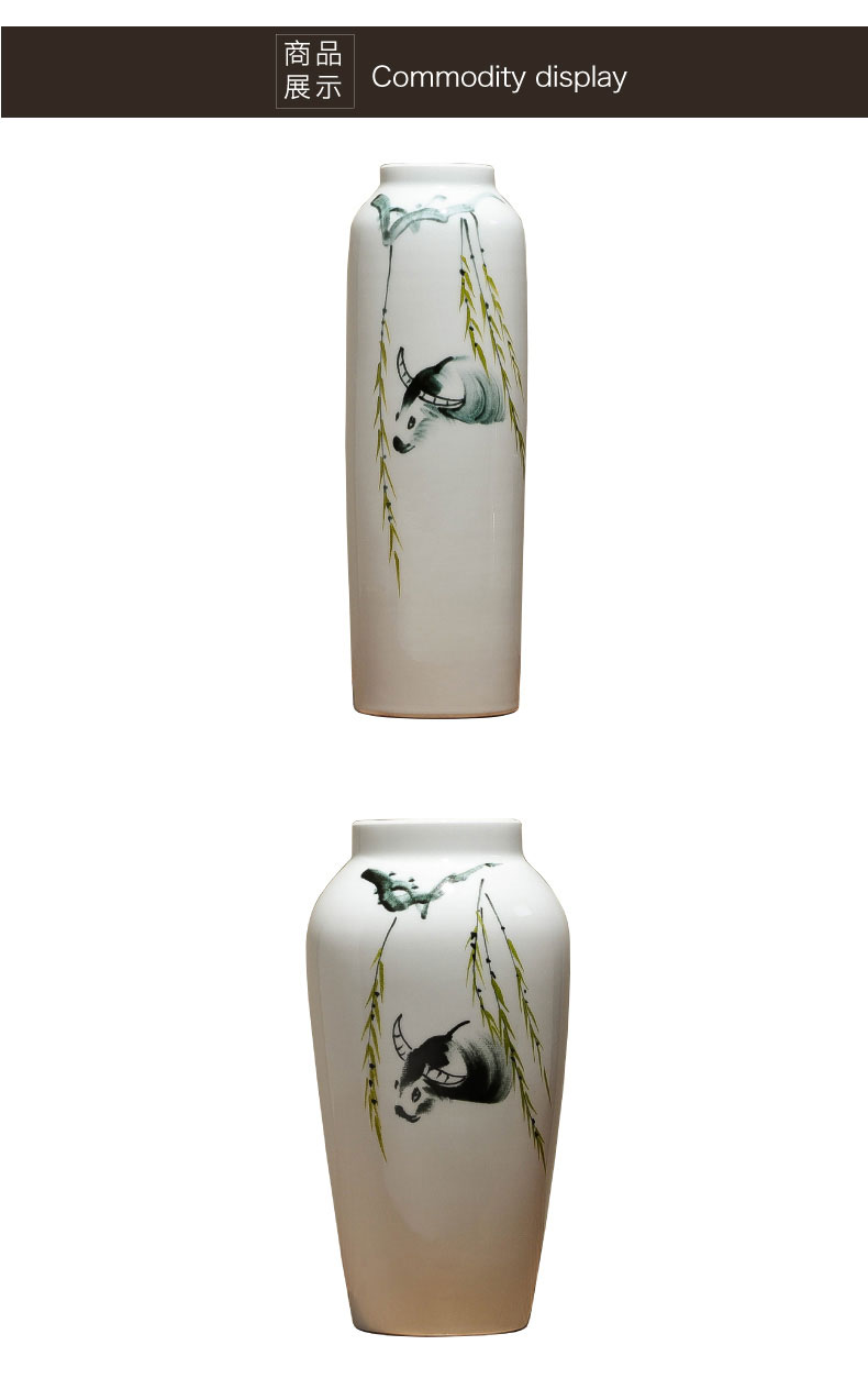 New Chinese style manual ceramic vase furnishing articles home sitting room art adornment flower arranging dried flowers contracted creative decoration