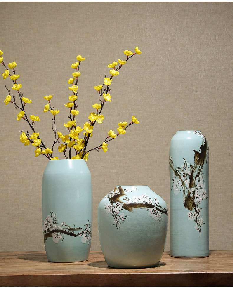 Jingdezhen ceramic vase furnishing articles table of new Chinese style decoration indoor living room TV ark, flower arranging dried flower decoration