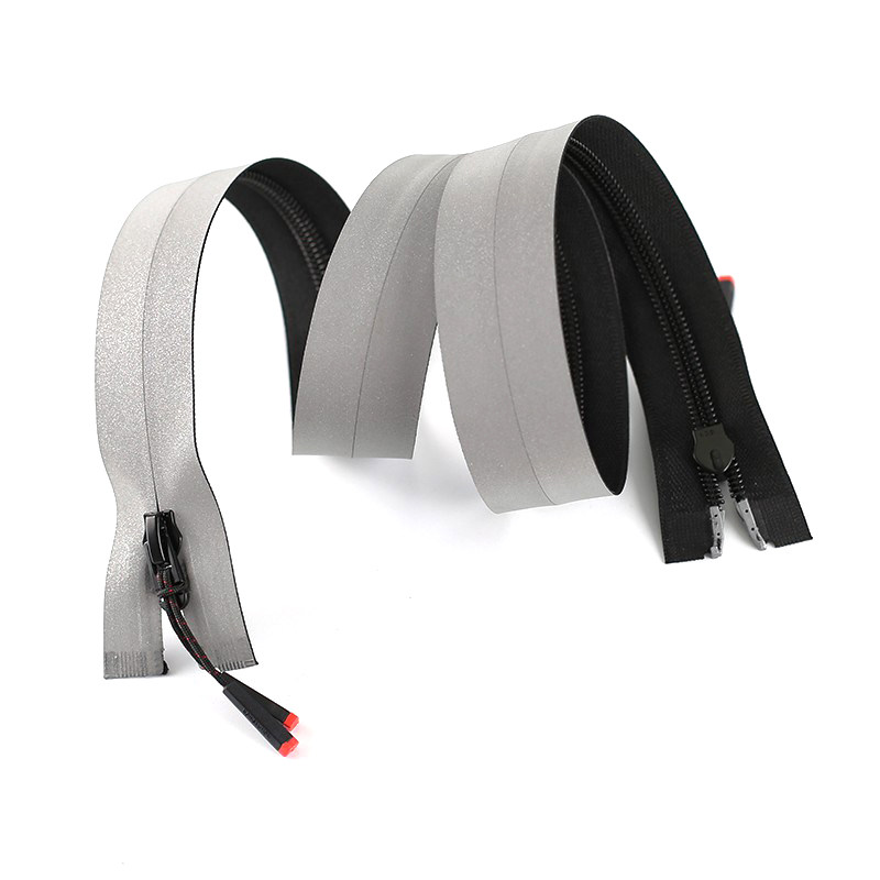 New American imported material reflective zipper long down jacket jacket outdoor sports skin clothing safety zipper