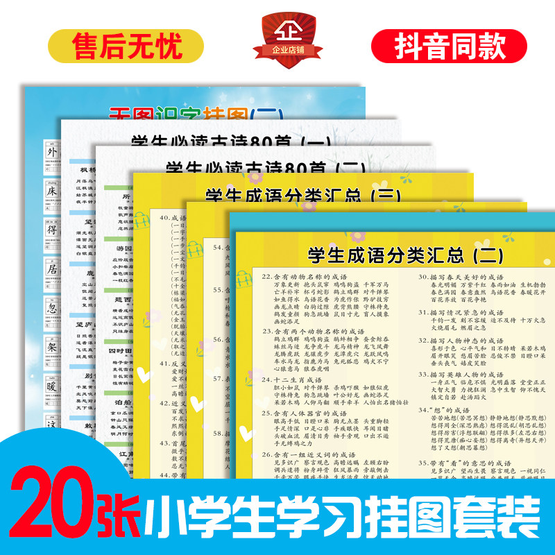 Primary School students grow up starting line language outside the number of learning wall chart set set of Mathematics 1-6 grade knowledge points