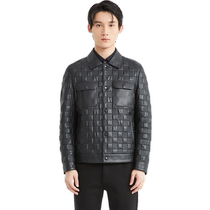 (Same style in the mall) Lilanz official genuine leather mens 2024 winter fashion plaid jacket 24DZP0011Y