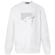 Lilanz official long-sleeved T-shirt mens 2024 autumn business casual white round neck letter print mens sweatshirt