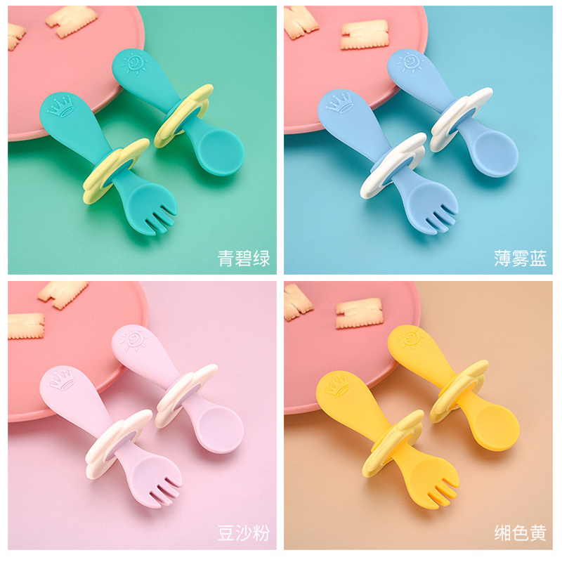 Baby silicone studies to eat a spoon, feed spoon 6 months baby soft spoon, color enhance appetite child