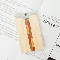 Japan posting wood fine work hand solid wood splicing card sheet box convenient and creative name sheet clamping sheet box business