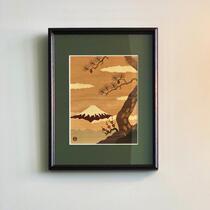 Japan Import Boxes Root Consignment Wood Fine Works Wood Inlaid Solid Wood Decorative Painting Living Room Creative Hanging Painting Ishikawa Good for Good