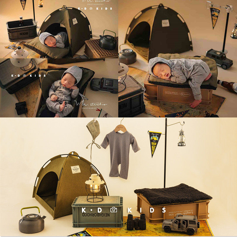 Newborn Camping Wind Themed Tent Outdoor Retro children Photographs Baby Baby Photography Props Photo Clothing-Taobao