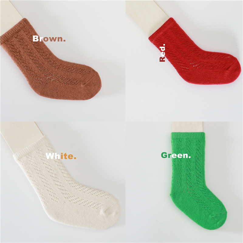 Summer Children's thin Mesh Socks Pure Color Hollowed-out Short Socks Neutral Full Cotton Socks Male And Female Children's Baby Socks Breathable Socks-Taobao