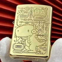 Toast Zolo 902 Brass Kerosene Lighter New Finely Carved Music Dinosaur Money Men Retro Windproof Personality