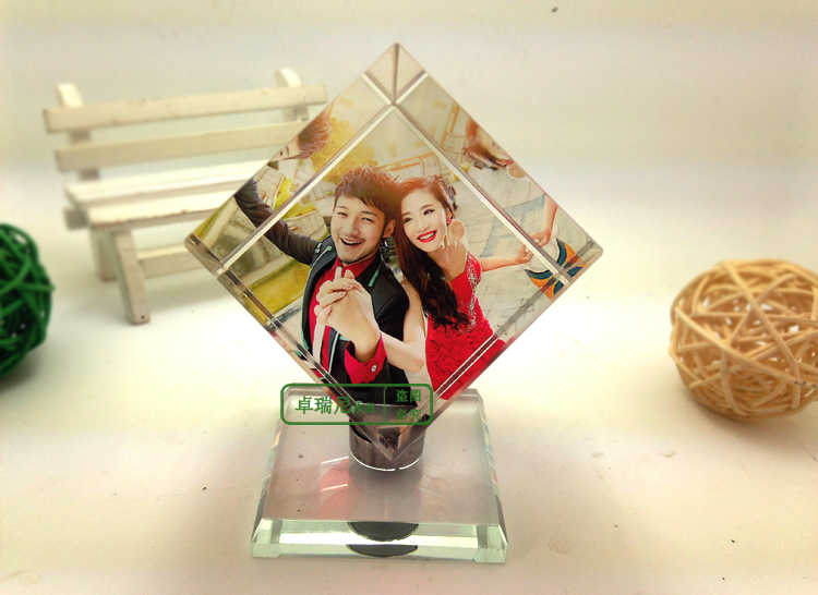 DIY Creative Crystal Rubik's Cube Photos Personalized Customized Rotating Table Friends Birthday Wedding Couple Gift