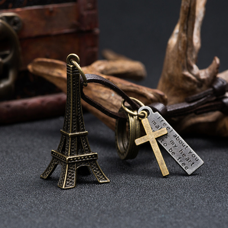 South Korean retro art leather rope sweater necklace with long version necklace pendant male and female neck hanging accessories Accessories Summer