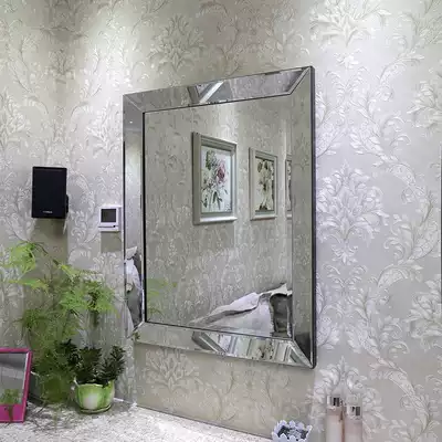 Simple modern wall hanging plain surface grinding oblique edge stitching makeup beauty salon hand dressing room bathroom mirror
