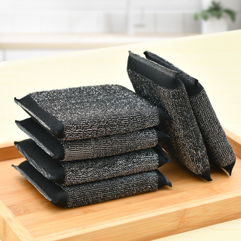 Steel Wire Sponge for Cleaning Kitchen Pots, Black Wire Cloth for Washing Bowls, Thickened Special Stainless Steel with Steel Wool Ball for Cleaning