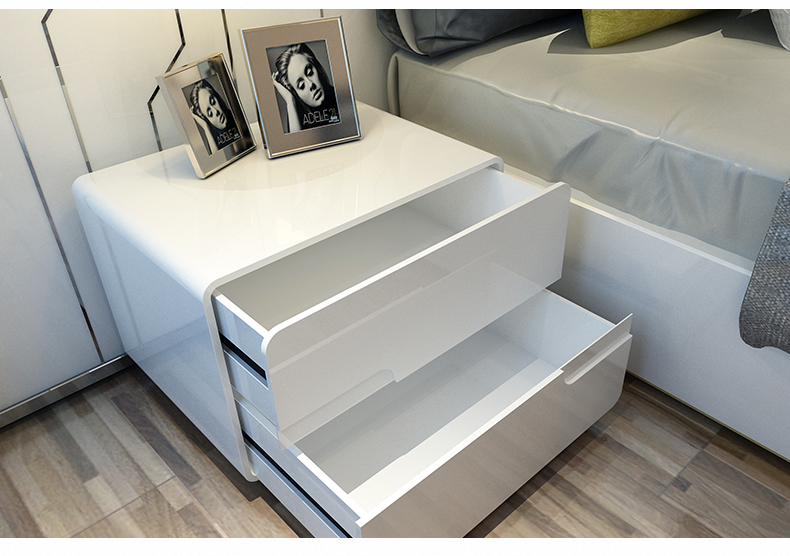 Châu Âu đàn piano màu trắng sơn mài hiện đại nhỏ gọn tủ đầu giường tủ đầu giường đặc biệt lưu trữ phòng ngủ Bắc Âu vận chuyển khép kín - Buồng tủ gỗ ép