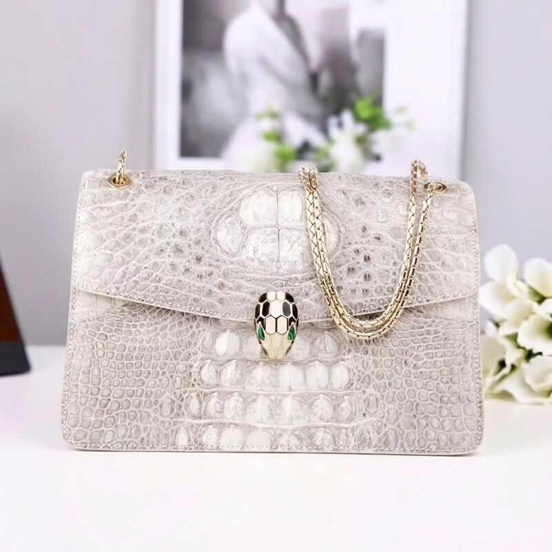 Imported Crocodile Leather Women's Bag Youth Shoulder Crossbody Bag Genuine Leather Youth Casual Dinner Chain Bag Fashionable Small Square Bag