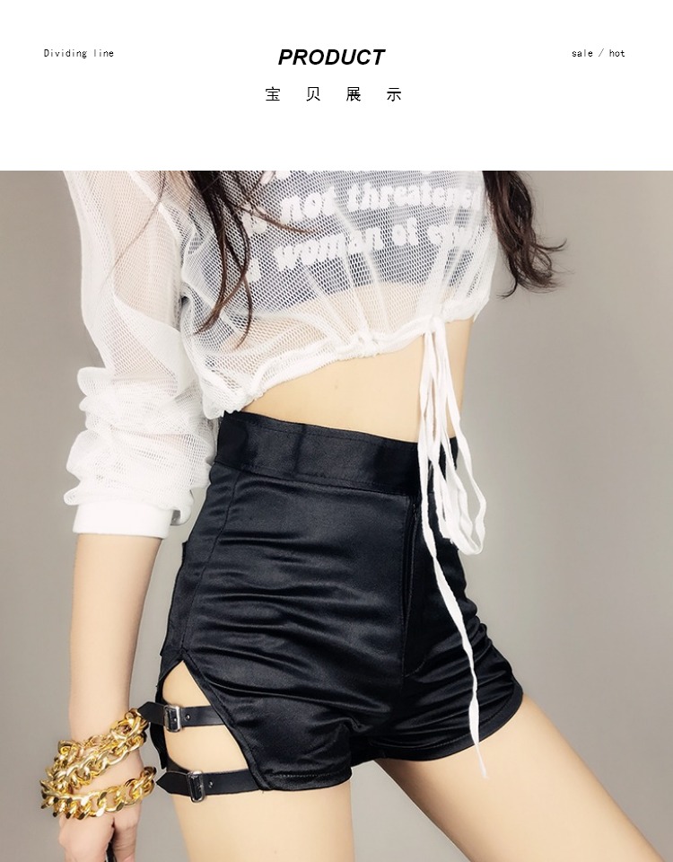 Phiên bản Hàn Quốc của hộp đêm khoe vòng eo thon gọn gợi cảm Slim eo thon cao quần short ống thép sân khấu jazz nữ quần áo thời trang nữ