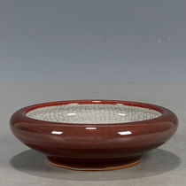 Antiques antiques old goods ancient porcelain Qing Dynasty sauce red glaze pen wash ashtray stationery old objects