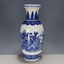 All old porcelain antique porcelain returned overseas Qing Dynasty Qianlong year blue and white figure eight immortals crossing the sea return vase