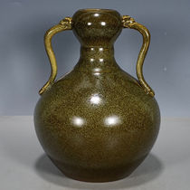 Antique antiques old goods old goods ancient porcelain Qing Dynasty Yongzheng Longquan celadon tea powder glaze garlic ribbon amphora