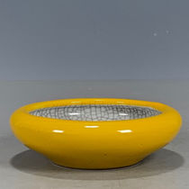 Antiques antiques old goods old goods ancient porcelain miscellaneous Qing Dynasty yellow glaze opening pens ashtrays study utensils old objects