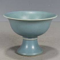 Antique old porcelain collection Ming Wanli style Ru glaze azure glaze goblet teacup wine glass antique old objects