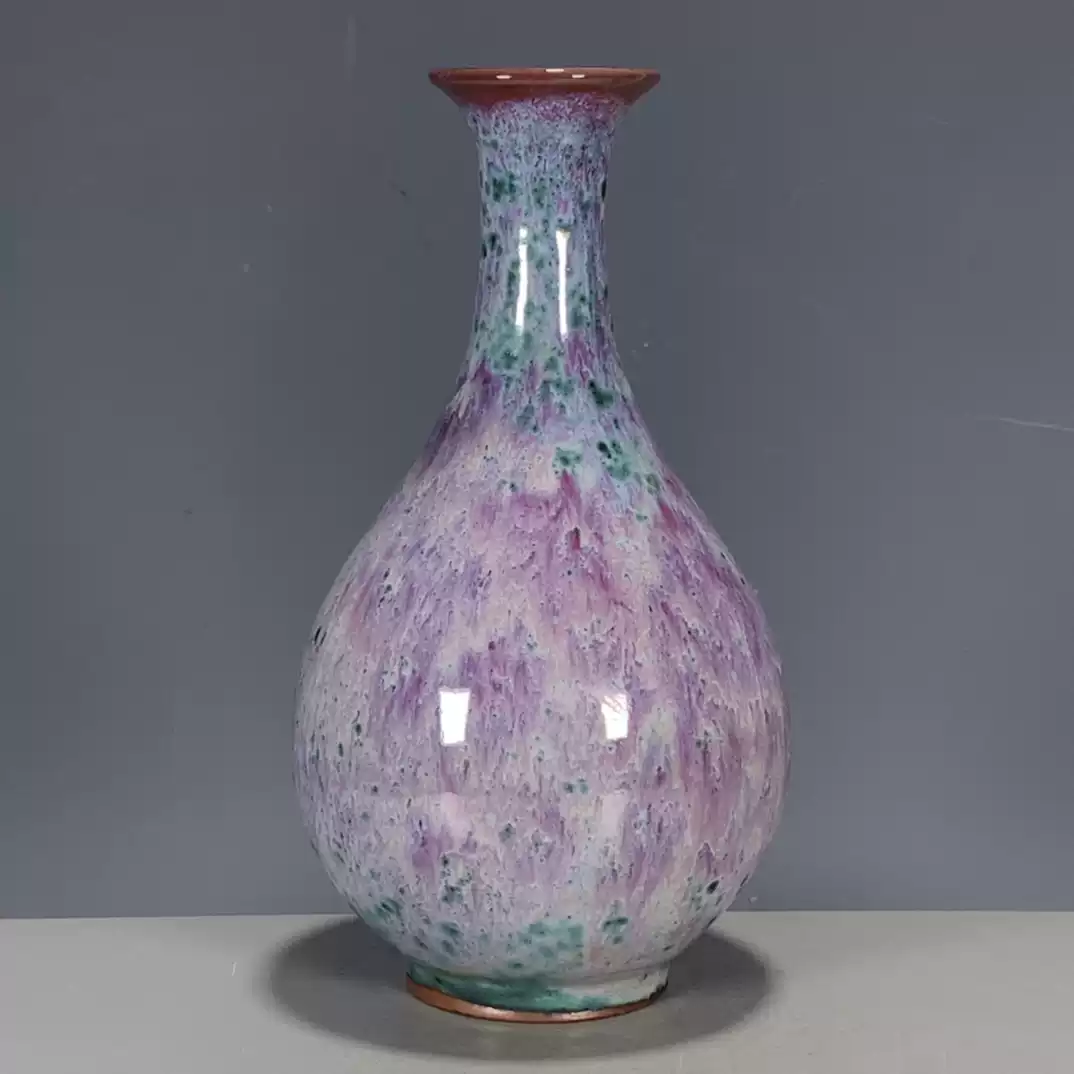 宋代钧窑蓝釉瓷真品窑变十品玉壶春瓶五大名窑瓷器收藏老物件
