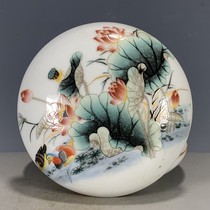 Antiques antiques porcelain supplies old goods collections jade-based pastel lotus pattern ink mud box ornaments