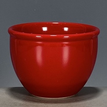 Antique collection second-hand goods Qing Kangxi Changfengxuan rare pepper red glaze cylinder cup full product old goods package old study water cylinder