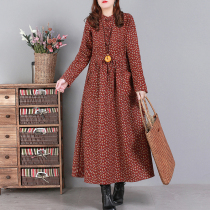 Clothes All Gg Autumn Winter New Art Retro Pan Mouth Cotton Numb flower thickened with velvety jacket with undercoat dress