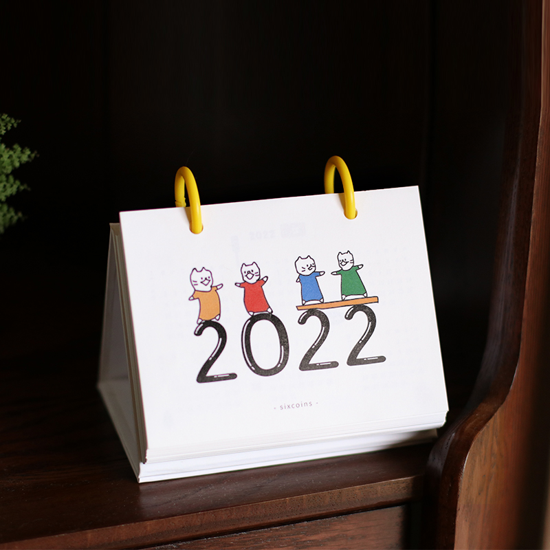sixcoins 2022 calendar original design Daily cat birth New Year Christmas gift desktop desk calendar