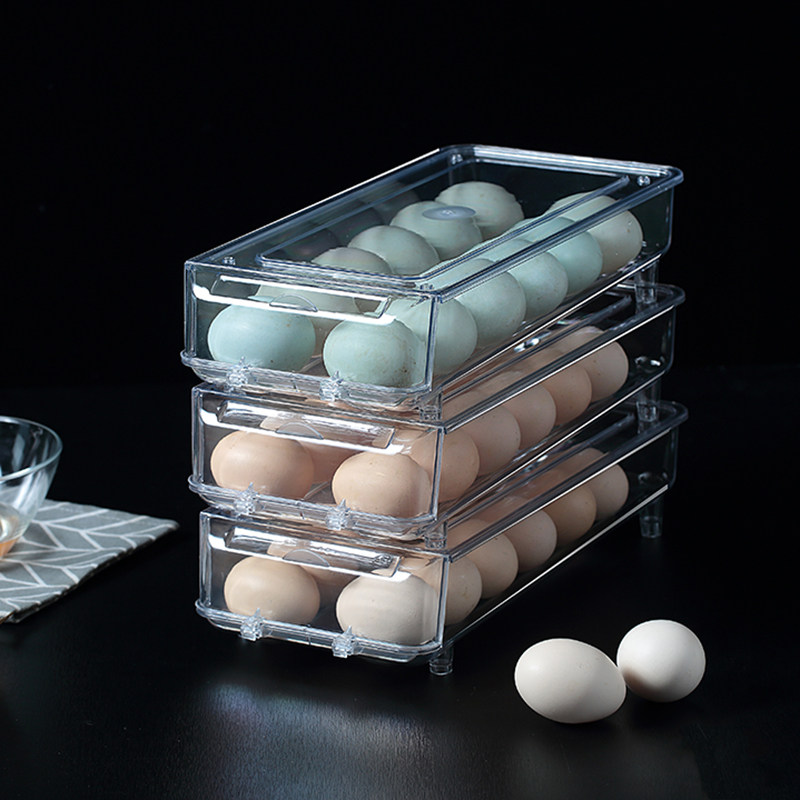 Rolling Egg Box Fridge Refreshing containing box kitchen with lid anti-dust frozen multilayer laying duck egg theyware anti-fall