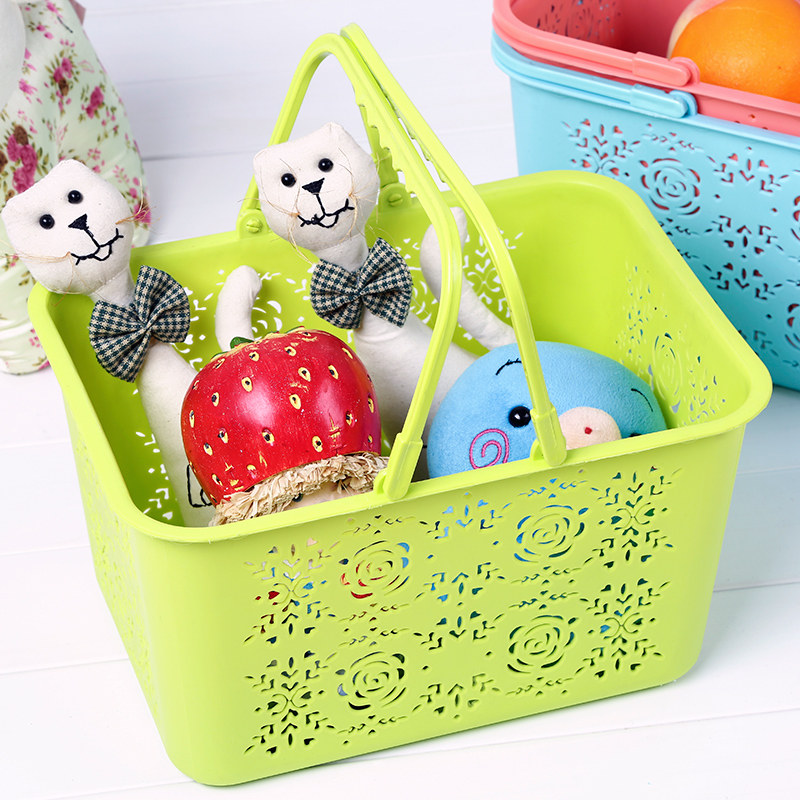 Eco-friendly Plastic Supermarket Shopping Basket Buy Vegetable Blue Portable Multipurpose Kitchen Bedroom Multifunctional Containing Basket Carrying Basket