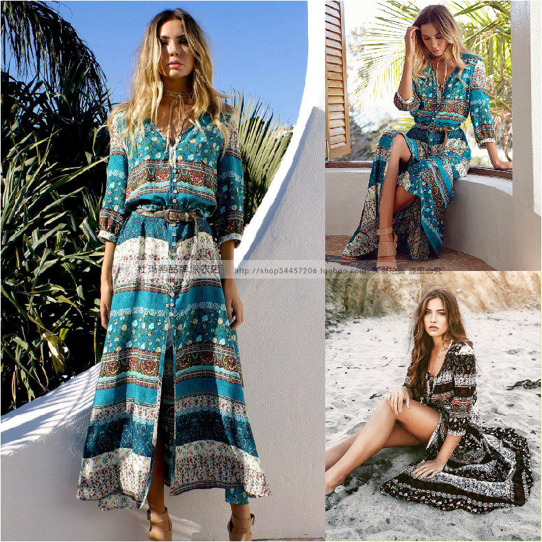 Large size cotton dress long blouse Phuket resort beach skirt Thailand beach long skirt cardigan women