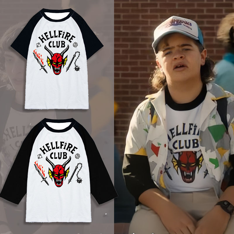 Stranger Things Merchandise Short-Sleeve T-Shirt Hellfire Club Collaboration Long-Sleeve Pure Cotton Cosplay Clothing