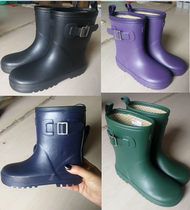 Japanese order children Big Boy rubber rain shoes pure cotton cloth inside thin length is random number of defects