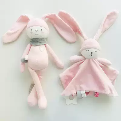 Cute rabbit toy safe towel 2-piece blue cat long leg doll with Rattle Bell nib bite towel with gear fixer