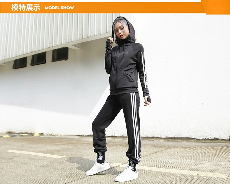 Áo khoác thể thao mới của Adidas 2019 mới áo khoác dệt kim dài tay có mũ trùm đầu giản dị BK7676 - Áo khoác thể thao / áo khoác áo khoác tập gym nữ