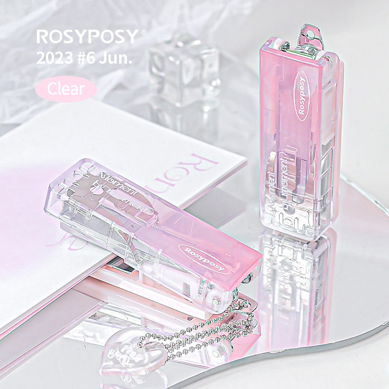 Rosyposy渐变订书机清透半透明迷你省力透明日常便携感装订器
