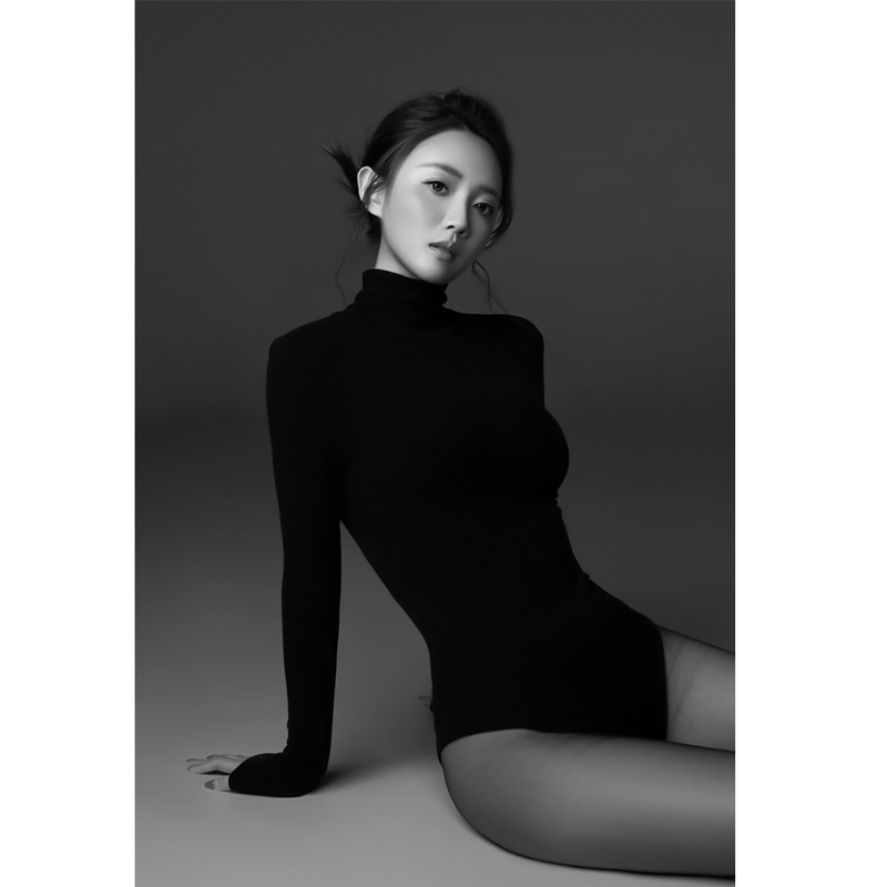 Black Elastic Tight Jumpsuit for Women, Spring & Fall New Style, High-Bottom Threaded Turtleneck Outer Wear Bottoming Jumpsuit