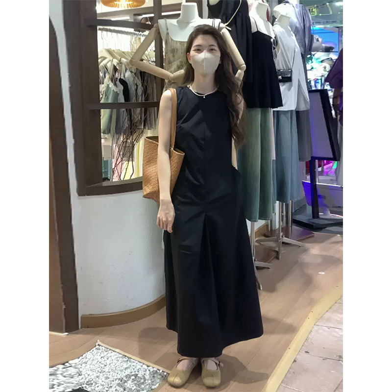 Summer New Korean Style Temperament Sleeveless Vest Dress Women's Slim Design Light Luxury Casual Long Skirt