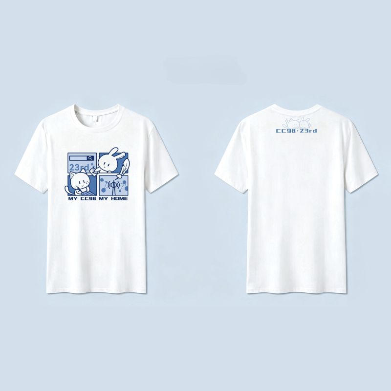 [Cotton Style - White/Royal Blue] Zhejiang University Cc98 Forum 23Rd Anniversary Station Shirt Cultural Shirt