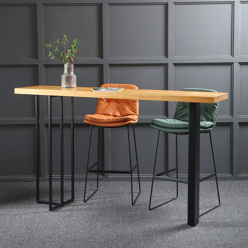 Retro solid wood small bar against the wall home table and chairs combination modern simple stilt long café lounge bar