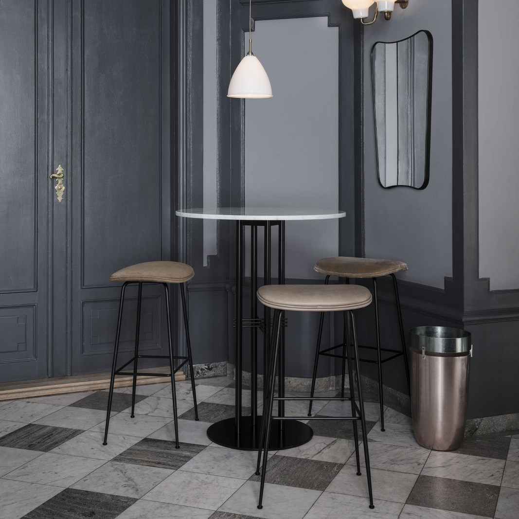 Nordic light luxury extremely simple iron marble milk tea shop high foot negotiation table coffee table bar table small round table