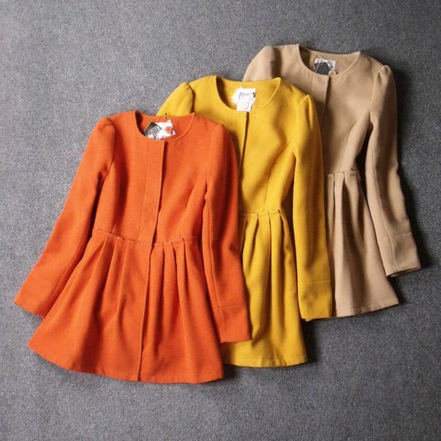 8530-Wait-closed slim jacket with long long sleeves woolen coat bust 86-98