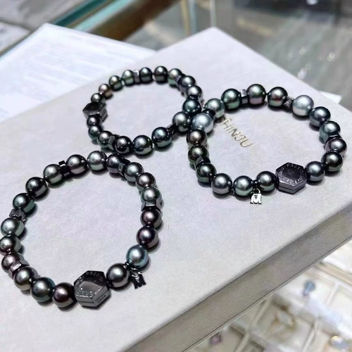 Бусины из жемчуга, аксессуары, черное серебряное ожерелье, модный браслет из бисера ручной работы, серебро 925 пробы