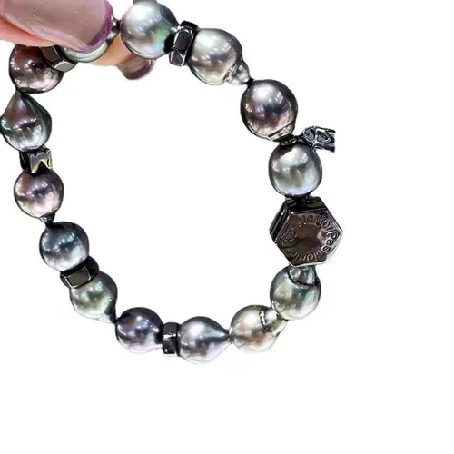 Бусины из жемчуга, аксессуары, черное серебряное ожерелье, модный браслет из бисера ручной работы, серебро 925 пробы