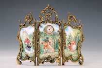 Early last century French enamel craft screen clock Rococo style Western antique ornaments collection
